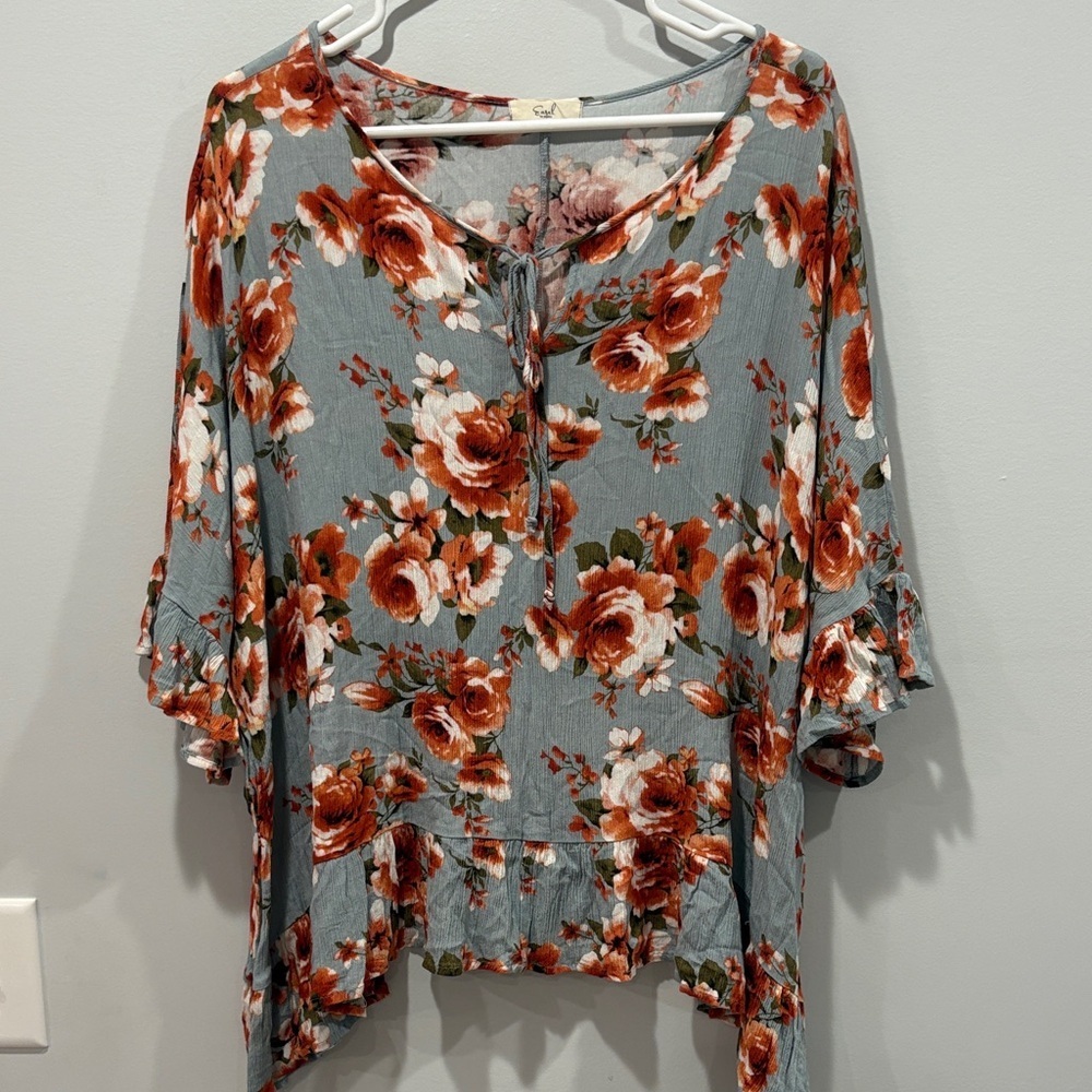 Ptp 25 Easel Floral Blouse - Blue and Orange